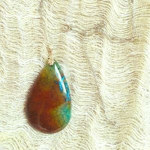 Labradorite agate stone, sterling silver chain